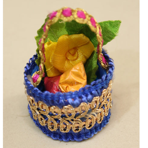 Blue Basket With Rose Haldi Kumkum Pack Of 50